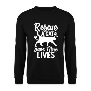Rescue A Cat Save Nine Lives Funny Cats Animal - Unisex Sweatshirt - black - Front - Alina (178cm) & Michal (187cm)