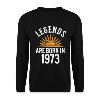 Des légendes sont nées en 1973 – idée cadeau - Sweat-shirt Unisexe - noir - Devant - Alina (178cm) & Michal (187cm)