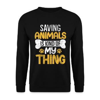 Sauver les animaux, c’est un peu mon truc : un refuge pour animaux de compagnie - Sweat-shirt Unisexe - noir - Devant - Alina (178cm) & Michal (187cm)