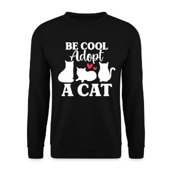 Sei cool Adoptiere eine Katze Lustige Adoption Rettung Katze - Unisex Pullover - Schwarz - Vorne - Alina (178cm) & Michal (187cm)