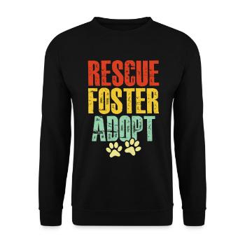 Rescue Foster Adopt Retro Pet Shelter Lustig - Unisex Pullover - Schwarz - Vorne - Alina (178cm) & Michal (187cm)