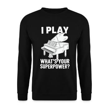 Je joue du piano Quel est ton superpouvoir Clavier Piano - Sweat-shirt Unisexe - noir - Devant - Alina (178cm) & Michal (187cm)