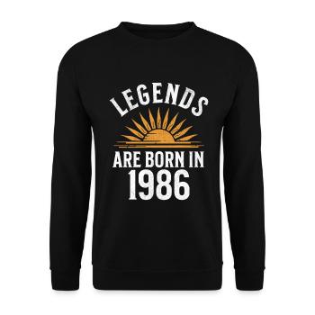Legenden sind in 1986 geboren – Geschenkidee - Unisex Pullover - Schwarz - Vorne - Alina (178cm) & Michal (187cm)
