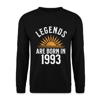 Legenden sind in 1993 geboren – Geschenkidee - Unisex Pullover - Schwarz - Vorne - Alina (178cm) & Michal (187cm)