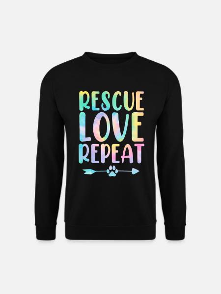 Rescue Love Repeat Tie Dye Pet Shelter Funny - Unisex Sweatshirt - black