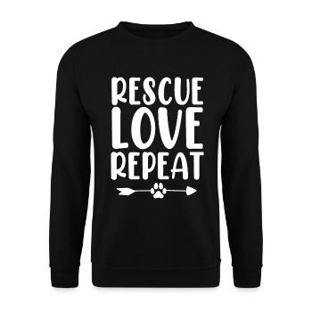Rescue Love Repeat Foster Animal Rescue Animal - Unisex Pullover - Schwarz - Vorne - Alina (178cm) & Michal (187cm)