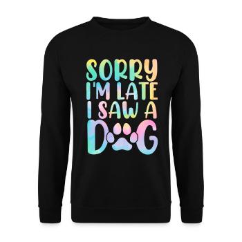 Désolé, je suis en retard, j’ai vu un refuge pour chiots Dog Tie Dye - Sweat-shirt Unisexe - noir - Devant - Alina (178cm) & Michal (187cm)