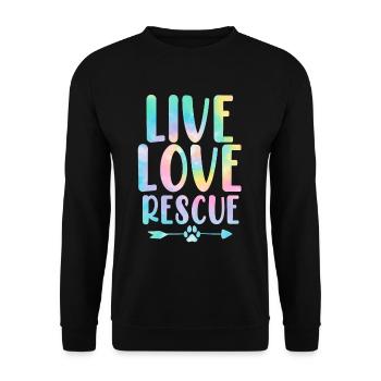 Live Love Sauvetage Sauver des animaux Tie Dye Drôle Animal de compagnie - Sweat-shirt Unisexe - noir - Devant - Alina (178cm) & Michal (187cm)