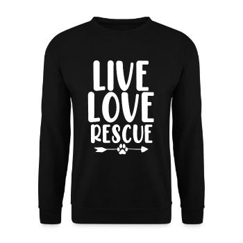 Live Love Rescue Tierschutz Lustige Pflege - Unisex Pullover - Schwarz - Vorne - Alina (178cm) & Michal (187cm)