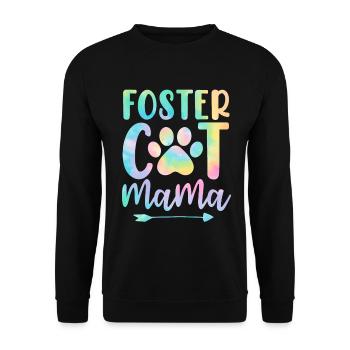Foster Cat Mama Drôle de chat Tie Dye Sauvetage Maman - Sweat-shirt Unisexe - noir - Devant - Alina (178cm) & Michal (187cm)