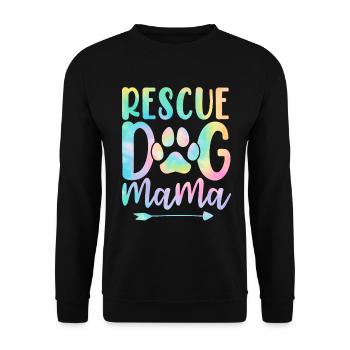 Rettungshund Mama Pflegehund Mama Tie Dye Tier - Unisex Pullover - Schwarz - Vorne - Alina (178cm) & Michal (187cm)