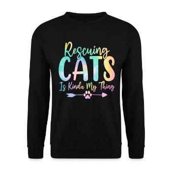 Rescuing Cats Is Kinda My Thing Cat Tie Dye - Unisex Sweatshirt - black - Front - Alina (178cm) & Michal (187cm)