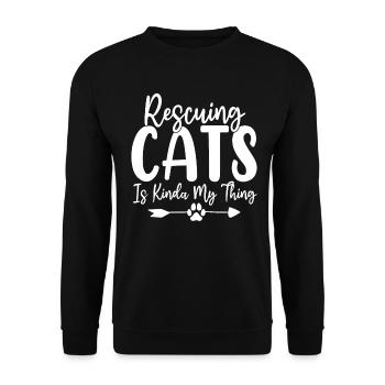 Rescuing Cats Is Kinda My Thing Cat Adopt Funny - Unisex Sweatshirt - black - Front - Alina (178cm) & Michal (187cm)