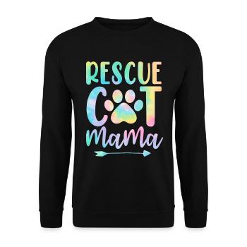 Chat de sauvetage Mama Chat drôle Tie Dye Refuge Foster - Sweat-shirt Unisexe - noir - Devant - Alina (178cm) & Michal (187cm)