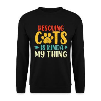 Rescuing Cats Is Kinda My Thing Retro Cat Shelter - Unisex Sweatshirt - black - Front - Alina (178cm) & Michal (187cm)