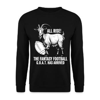 All Rise The Fantasy Football GOAT FFL Champion - Sweat-shirt Unisexe - noir - Devant - Alina (178cm) & Michal (187cm)