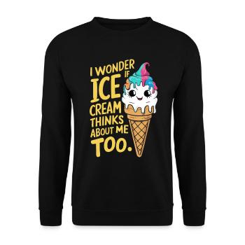 Je me demande si Frozen Cream ne pense pas à moi trop drôle - Sweat-shirt Unisexe - noir - Devant - Alina (178cm) & Michal (187cm)