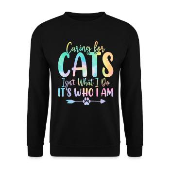 Caring for Cats Isn't What I Do Cat Tie Dye - Unisex Sweatshirt - black - Front - Alina (178cm) & Michal (187cm)