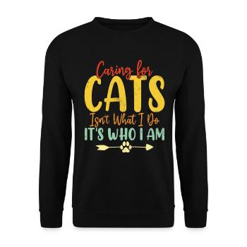 Caring for Cats Isn't What I Do Retro Shelter - Unisex Sweatshirt - black - Front - Alina (178cm) & Michal (187cm)