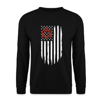 Funny Adoption USA Flag Foster Care American - Unisex Sweatshirt - black - Front - Alina (178cm) & Michal (187cm)