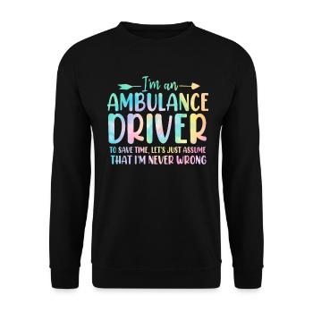 Chauffeur d’ambulance Tie Dye First Aid EMS Emergency - Sweat-shirt Unisexe - noir - Devant - Alina (178cm) & Michal (187cm)