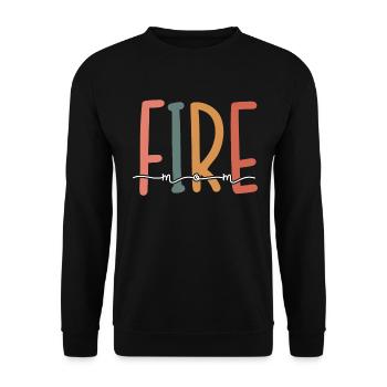 Fire Mom Retro Firefighting Red Line Funny - Unisex Sweatshirt - black - Front - Alina (178cm) & Michal (187cm)