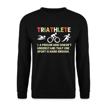 Triathlet Lustige Definition Retro Triathlon - Unisex Pullover - Schwarz - Vorne - Alina (178cm) & Michal (187cm)
