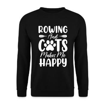 Rudern Und Katzen Macht Mich Glücklich Lustiger Steuermann - Unisex Pullover - Schwarz - Vorne - Alina (178cm) & Michal (187cm)