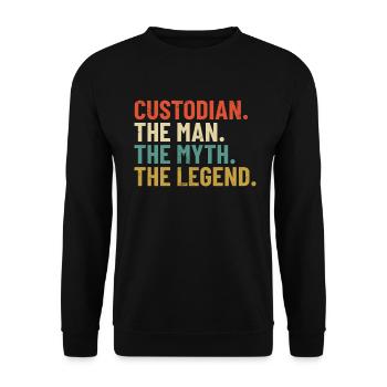 Custodian Der Mann Der Mythos Die Legende Retro - Unisex Pullover - Schwarz - Vorne - Alina (178cm) & Michal (187cm)
