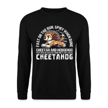 FAST ON THE RUN, SPIKY WHEN DONE - CHEETA HEDGEHOG - Unisex Sweatshirt - black - Front - Alina (178cm) & Michal (187cm)