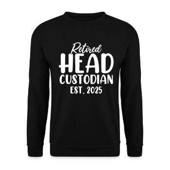 Gardien en chef à la retraite 2025 Femme de ménage Drôle - Sweat-shirt Unisexe - noir - Devant - Alina (178cm) & Michal (187cm)