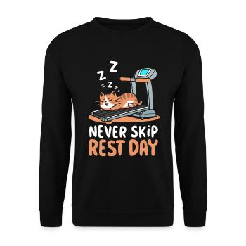 Never Skip Rest Day Funny Bodybuilding Cat - Unisex Sweatshirt - black - Front - Alina (178cm) & Michal (187cm)