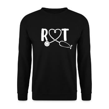 RT Lustiger Atemtherapeut Lungen - Unisex Pullover - Schwarz - Vorne - Alina (178cm) & Michal (187cm)