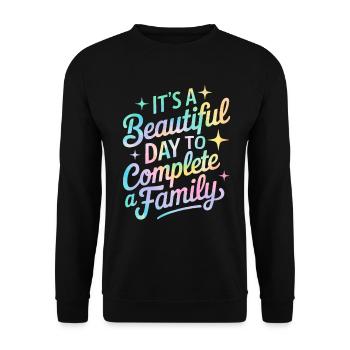 C’est une belle journée pour réaliser un tie-dye familial - Sweat-shirt Unisexe - noir - Devant - Alina (178cm) & Michal (187cm)