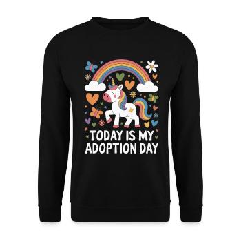 Aujourd’hui, c’est mon jour d’adoption Maman drôle d’adoption - Sweat-shirt Unisexe - noir - Devant - Alina (178cm) & Michal (187cm)