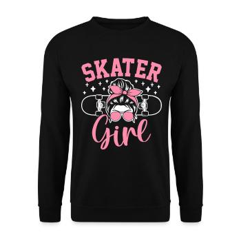 Skater Girl Führt Tricks Lustiges Skateboarden - Unisex Pullover - Schwarz - Vorne - Alina (178cm) & Michal (187cm)