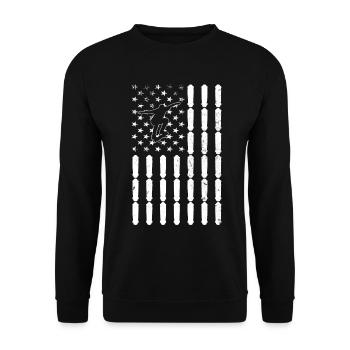 Lustiges Skateboarden Amerikanisch USA Flag Skating - Unisex Pullover - Schwarz - Vorne - Alina (178cm) & Michal (187cm)