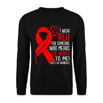 I Wear Red for Someone HIV Prevention Aids - Unisex Sweatshirt - black - Front - Alina (178cm) & Michal (187cm)
