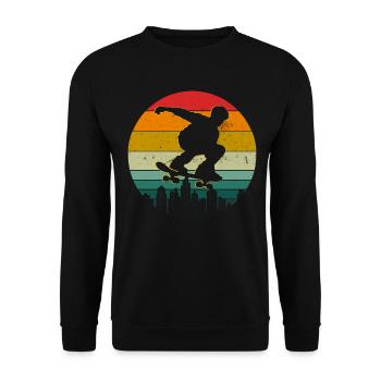 Retro Skate Longboarding Performing Tricks - Unisex Sweatshirt - black - Front - Alina (178cm) & Michal (187cm)