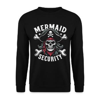 Meerjungfrau Sicherheit Kreuzknochen Schatzsuche Lustig - Unisex Pullover - Schwarz - Vorne - Alina (178cm) & Michal (187cm)