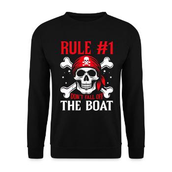 Rule 1 Don't Fall Off The Boat Aargh Crossbone - Unisex Sweatshirt - black - Front - Alina (178cm) & Michal (187cm)