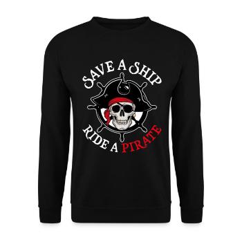 Save A Ship Ride A Pirate Aargh Ship Captain - Unisex Pullover - Schwarz - Vorne - Alina (178cm) & Michal (187cm)