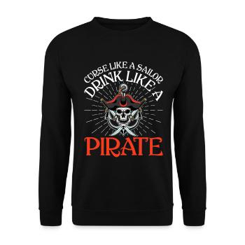Malédiction comme un marin Boire comme un pirate Crossbone - Sweat-shirt Unisexe - noir - Devant - Alina (178cm) & Michal (187cm)