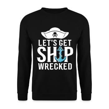 Let's Get Shipwrecked Skull Crossbone Funny - Unisex Sweatshirt - black - Front - Alina (178cm) & Michal (187cm)