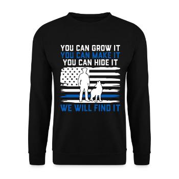 Lustige Strafverfolgung USA Flagge Hunde Polizei - Unisex Pullover - Schwarz - Vorne - Alina (178cm) & Michal (187cm)
