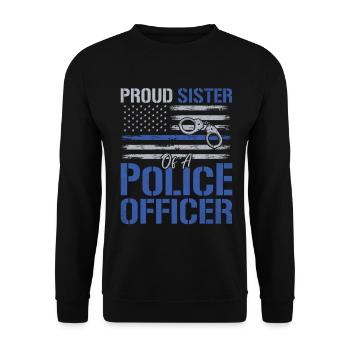 Stolze Schwester Eines Polizisten USA Flagge Gesetz - Unisex Pullover - Schwarz - Vorne - Alina (178cm) & Michal (187cm)