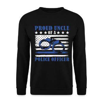 Proud Uncle Of A Police Officer USA Flag Law - Unisex Sweatshirt - black - Front - Alina (178cm) & Michal (187cm)