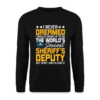 Drôle shérif adjoint Blue Line Police Law - Sweat-shirt Unisexe - noir - Devant - Alina (178cm) & Michal (187cm)