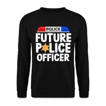Zukünftige Polizistin oder Polizist Strafverfolgungspolizei - Unisex Pullover - Schwarz - Vorne - Alina (178cm) & Michal (187cm)