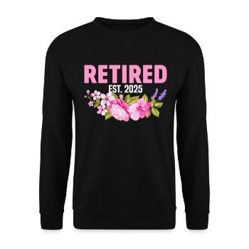 Retired Est 2025 Funny Floral Retirement Woman - Unisex Sweatshirt - black - Front - Alina (178cm) & Michal (187cm)